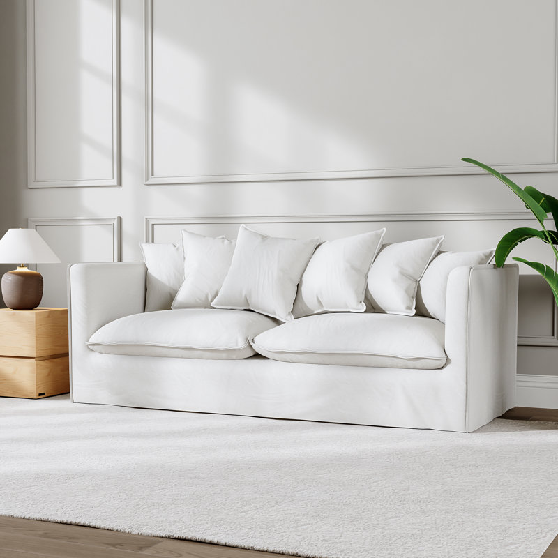 Castina 80" Fabric Upholstered Contemporary Sofa Slipcovered Sofa Couches with Accent Pillows, Washable Slipcover