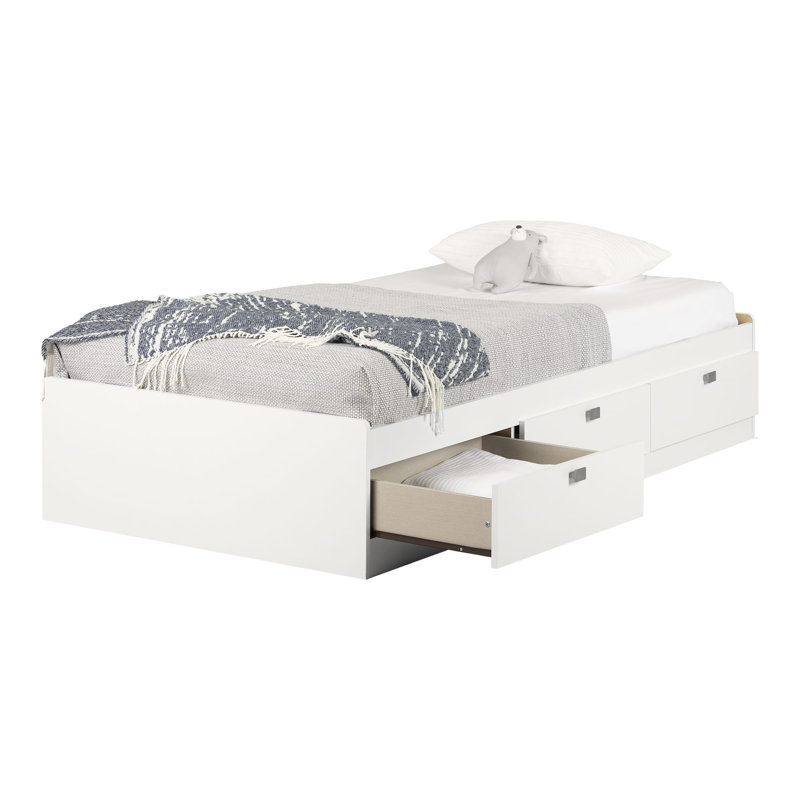 Spark Kids Twin Platform with Drawers, White