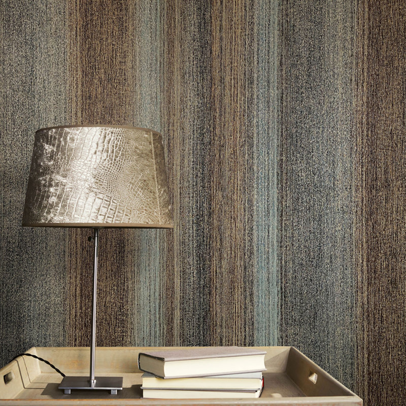 Delahni 10.05m x 53cm Textured Matte Wallpaper Roll, Blue/Brown