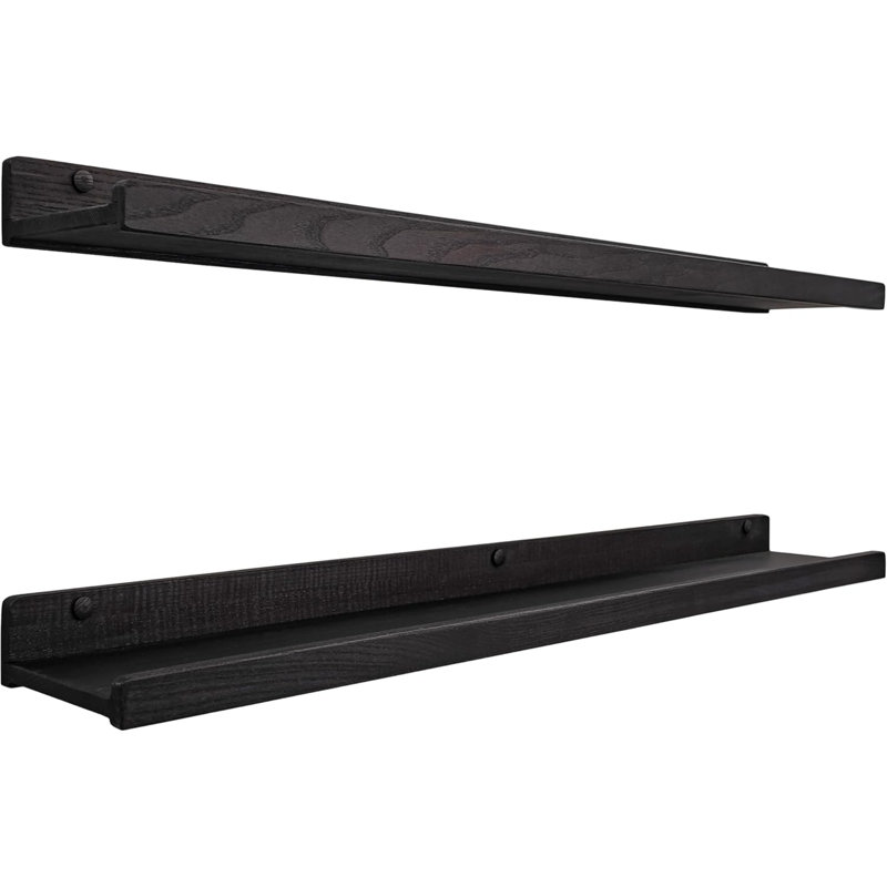 Bovian Floating Shelf, Black, 91.50" H x 13.60" W x 5.60" D