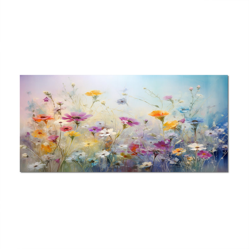 Wildflowers Blossoming Dreams - Wildflowers Wall Art, No Frame, 28" H x 60" W, Wrapped Canvas