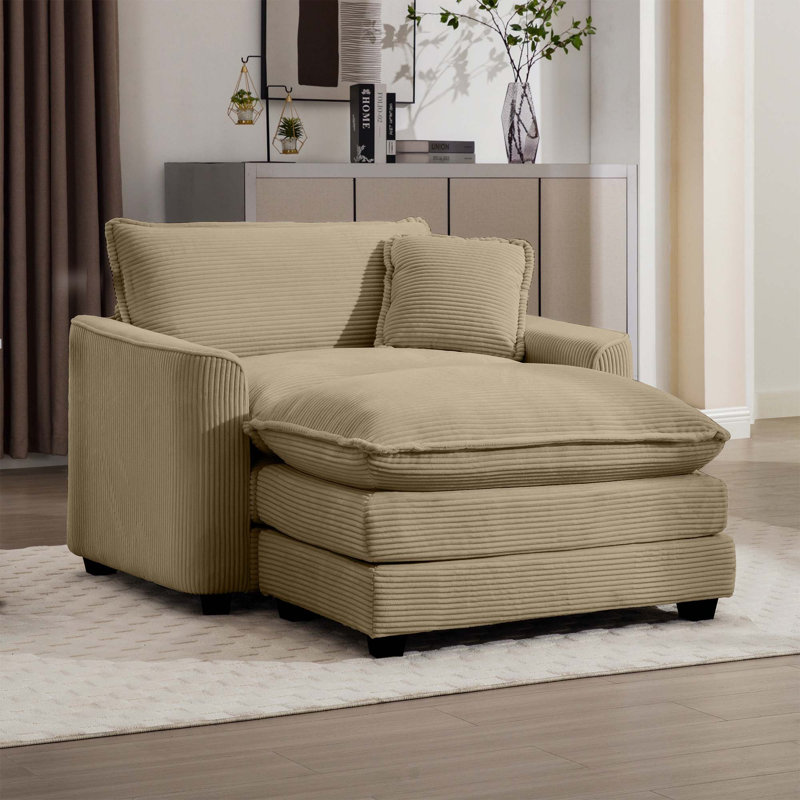 Fauteuil d'appoint simple en velours côtelé, Tanné