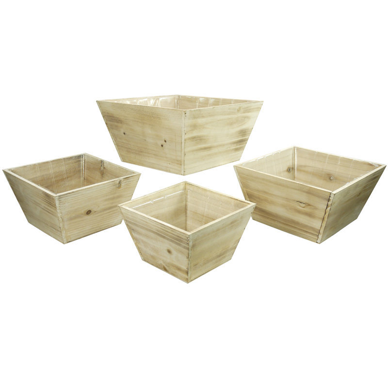 Kaius Handmade Wood Pot Planter, White