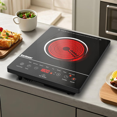 Karinear Electric Stove Single Burner Ceramic Cooktop 1800W With plug