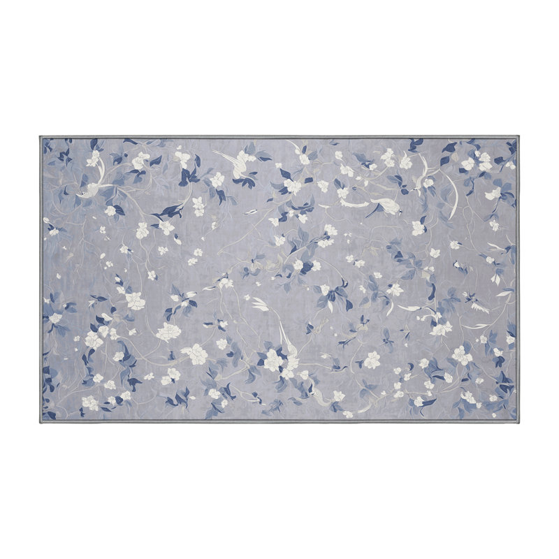 Machine Washable Gray Area Rug, Runner 2' x 4'