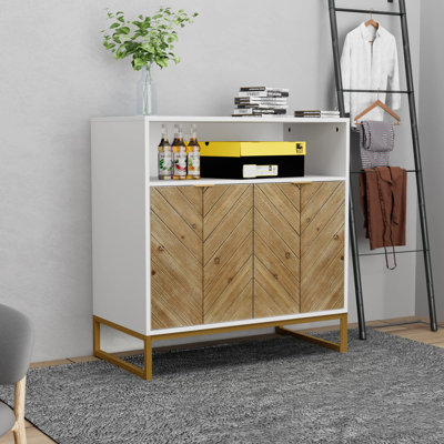 Sideboards And Buffets With Storage, Accent Storage Cabinet With Doors And Adjustable Shelf Kitchen Cabinet TV Console Cabinet White/Natural -  Union Rustic, 86690A3D3FF64EC1BFAA154E79ADC089