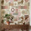 Double rouleau de papier peint amovible éclectique rose