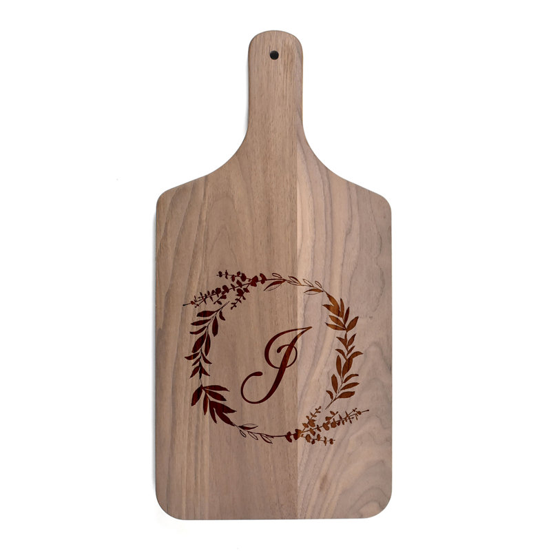 Floral Wreath Monogram - J Cutting Board