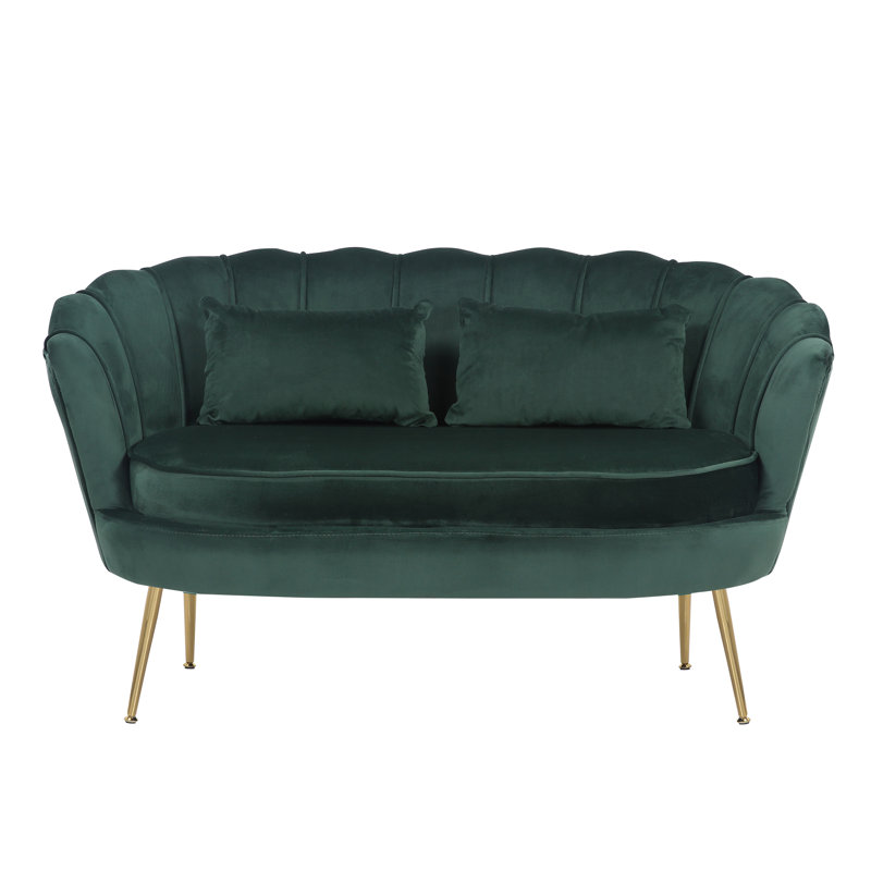 Carney Velvet Loveseat Accent Sofa, Bottle Green