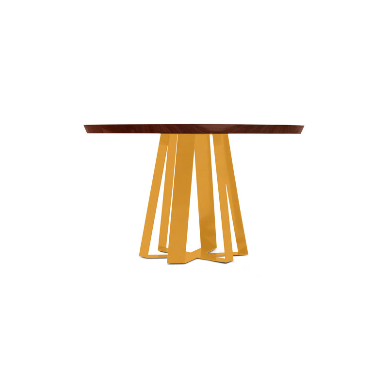ARS Round Walnut Wood Dining Table, 48" W x 48" L