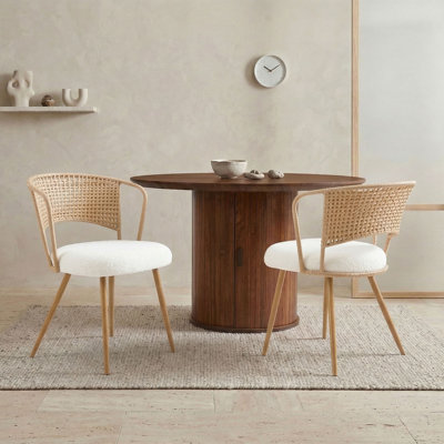 Chaises de salle à manger confortables, style campagnard en métal rotin pour la maison de cuisine