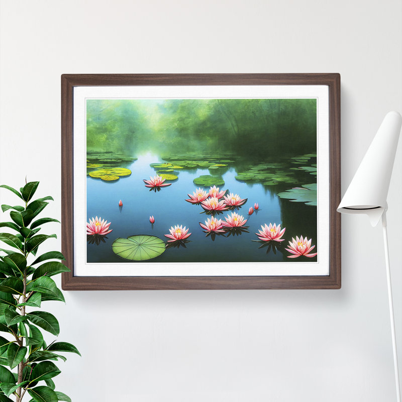 Special Water Lily Pond - Framed Print, 46cm H x 64cm W, Walnut Frame