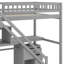 Structure de lit mezzanine avec escalier de rangement avec main courante, commode avec tiroir, DEL, garde-robe ouverte-258157963-258157962