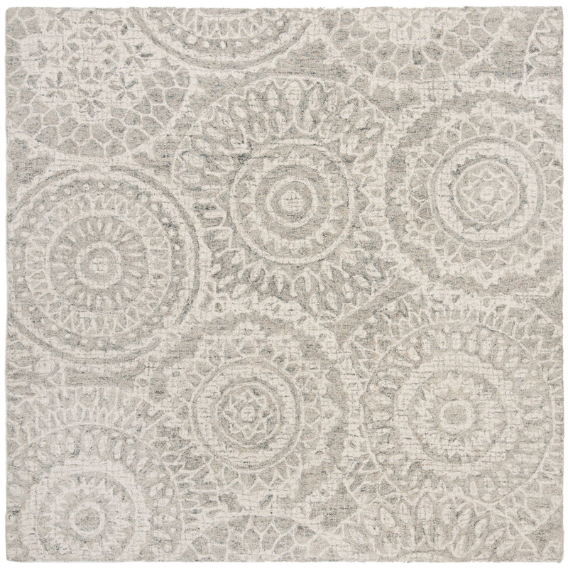 Salerna Hand Tufted Wool Abstract Rug, Square 6'