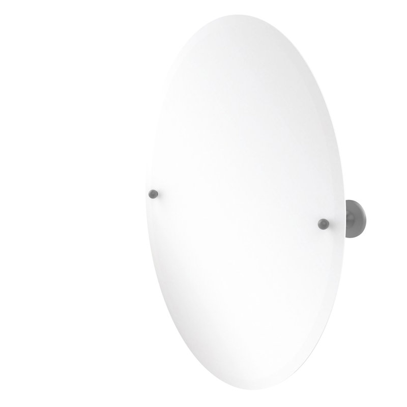 Miroir décoratif ovale inclinable Gober, Gris mat, H 28,5 po x l 21 po x P 3,6 po