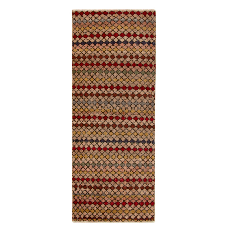 Pasha Wool Geometric Area Rug in Brown/Red/Yellow