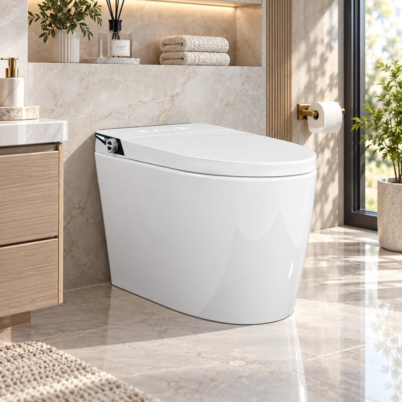 Toilettes bidet intelligentes monoblocs avec ouverture automatique, chasse d'eau automatique et siège chauffant