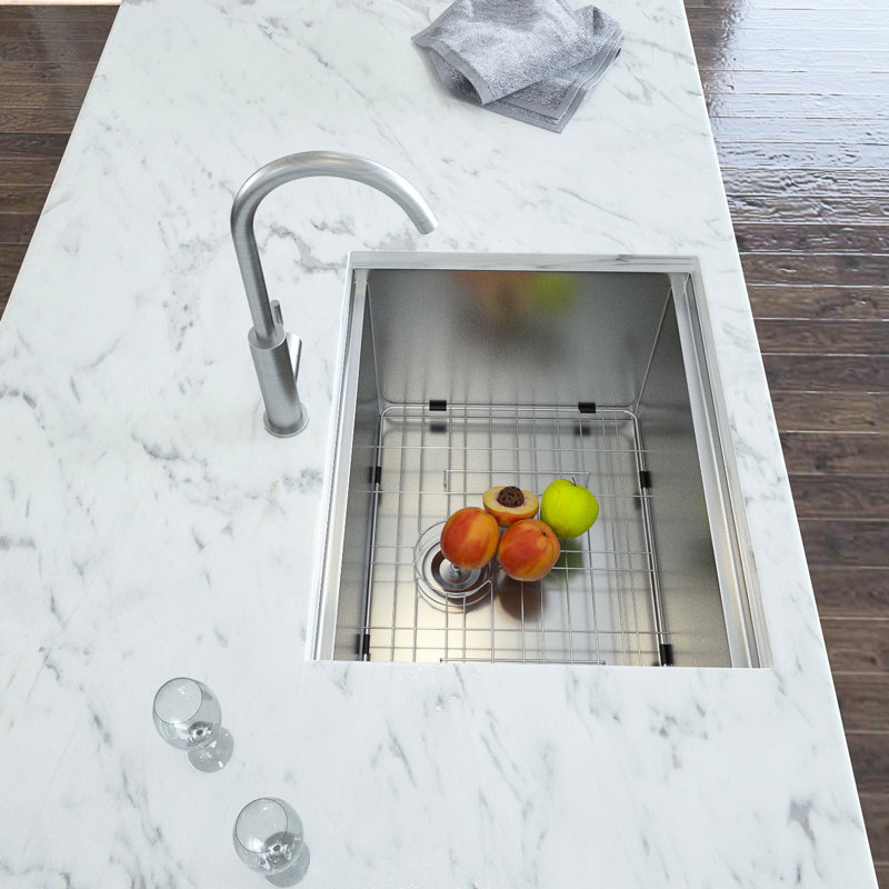 16 Gauge Stainless Steel 24" X 18" 13" Undermount Laundry Workstation Sink With Rubber Padding And Drainage Hole T - 304 Sloped Bottom Strainer Assembly