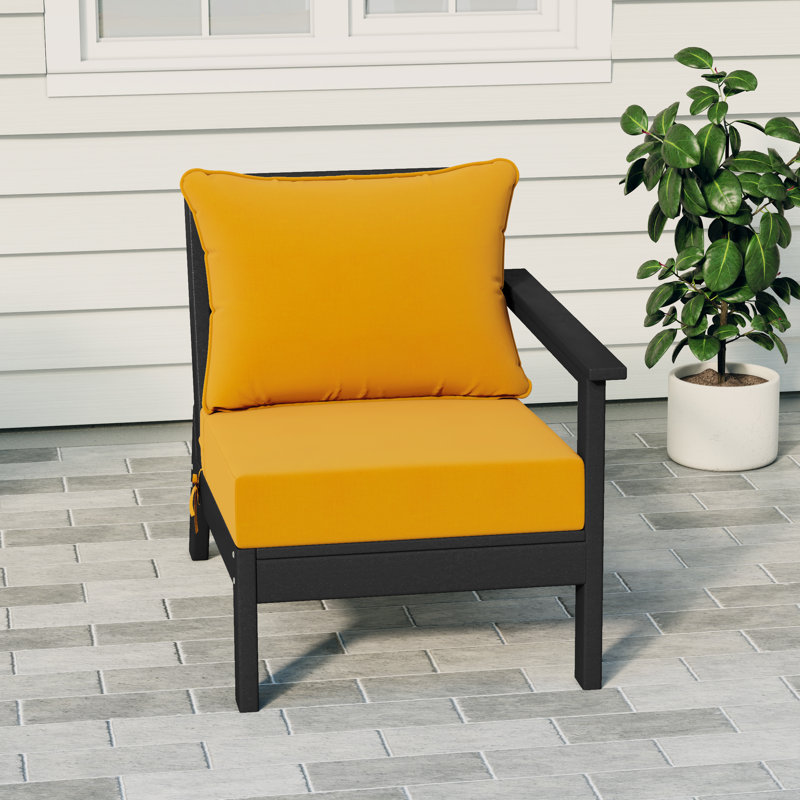 Deep Seating Right Arm Chair With Cushions, Yellow, Black