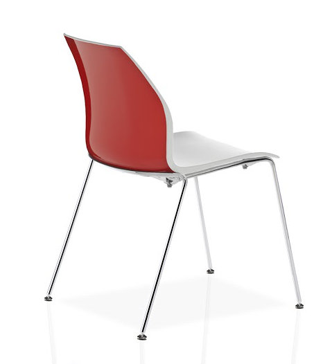 Chaise d'invité à 4 pieds Vortex, Rouge / blanc