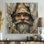 Beige Gnome Spy Into Wood Enclosure - Gnome Wall Art