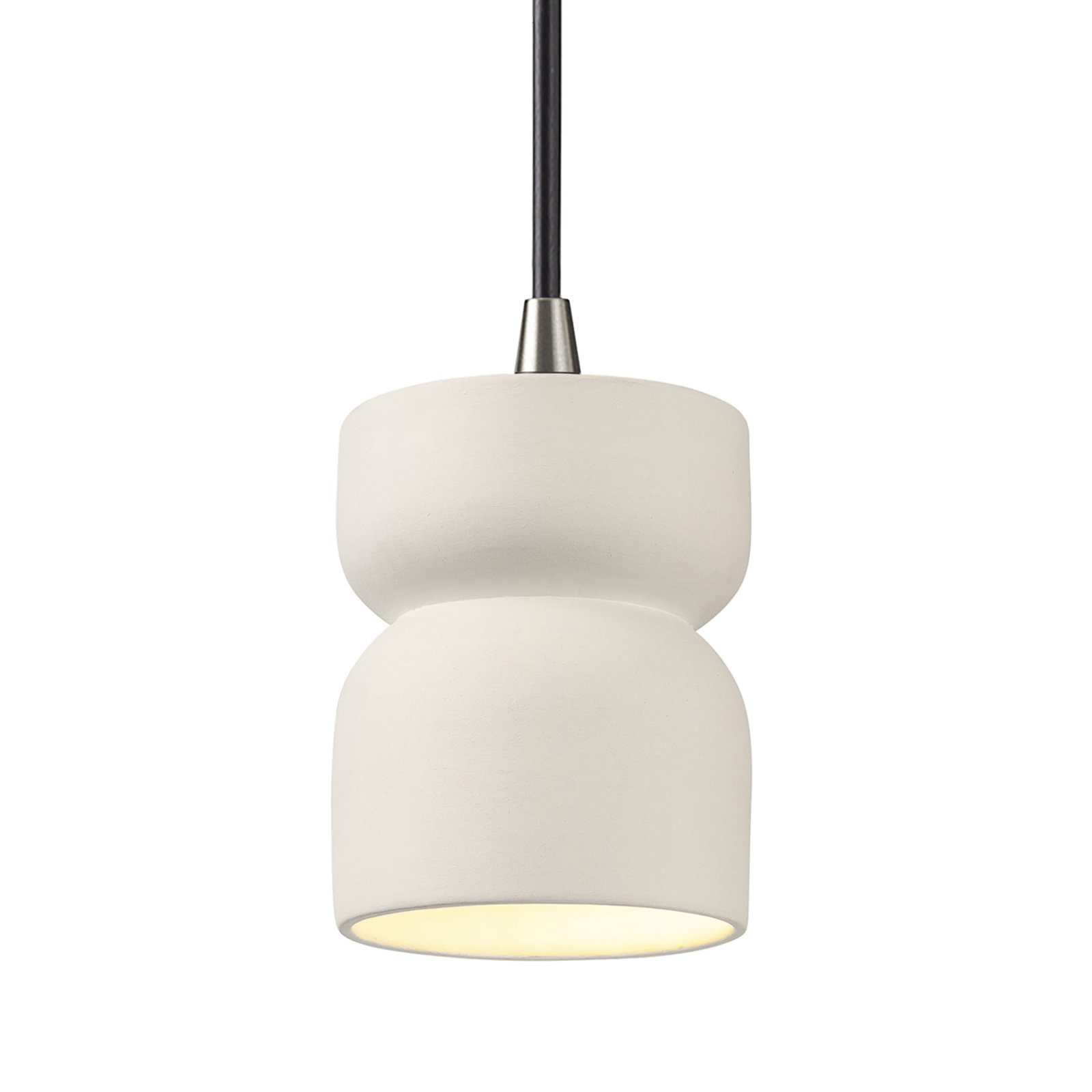 Leni Dimmable Ceramic Single Light Pendant, Matte White, Brushed Nickel