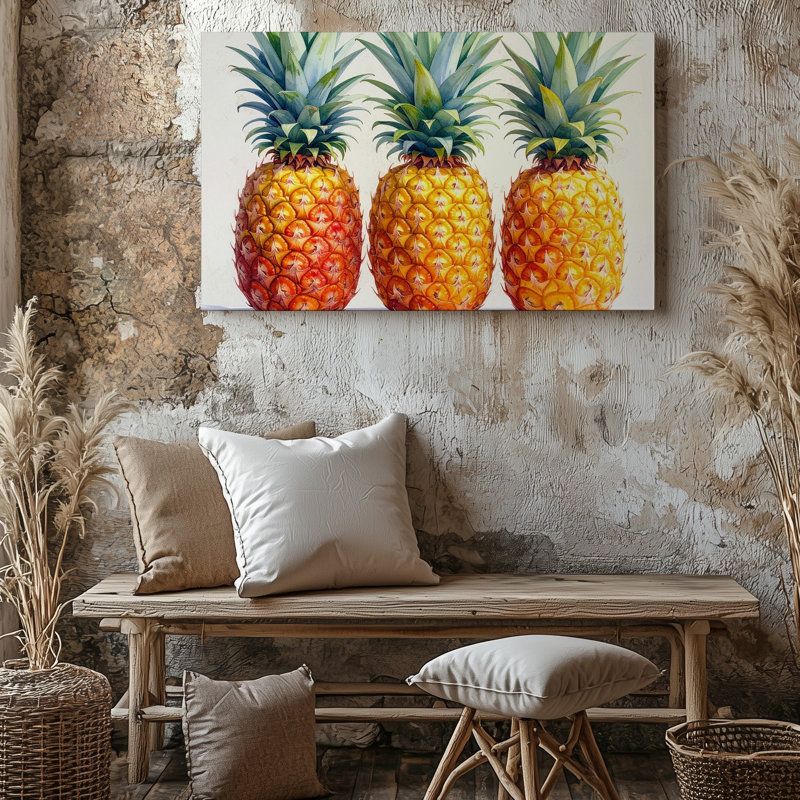 Art mural minimaliste avec ananas, H 11 po x l 14 po