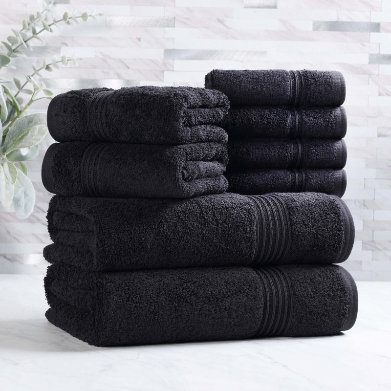 Ensemble de serviettes de bain 8 pièces Alexia Heritage, Noir