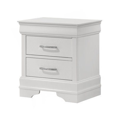 Mobilier de chambre à coucher 1 pièce à deux tiroirs de style glamour moderne en bois massif à finition de cristal et touffeté au diamant