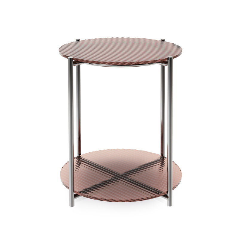 Alvi Glass Top End Table, Bronze, Dark Chrome
