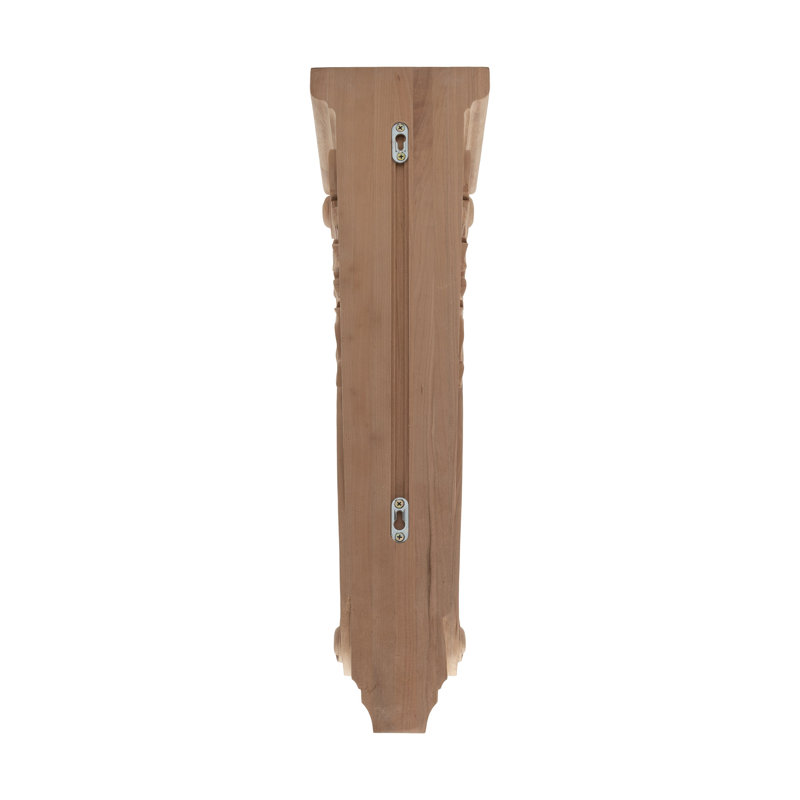26-1/2 in x 7-3/8 in x 8-1/2 in Unfinished Hand Carved Solid Acanthus Leaf Wood Corbel, Cherry