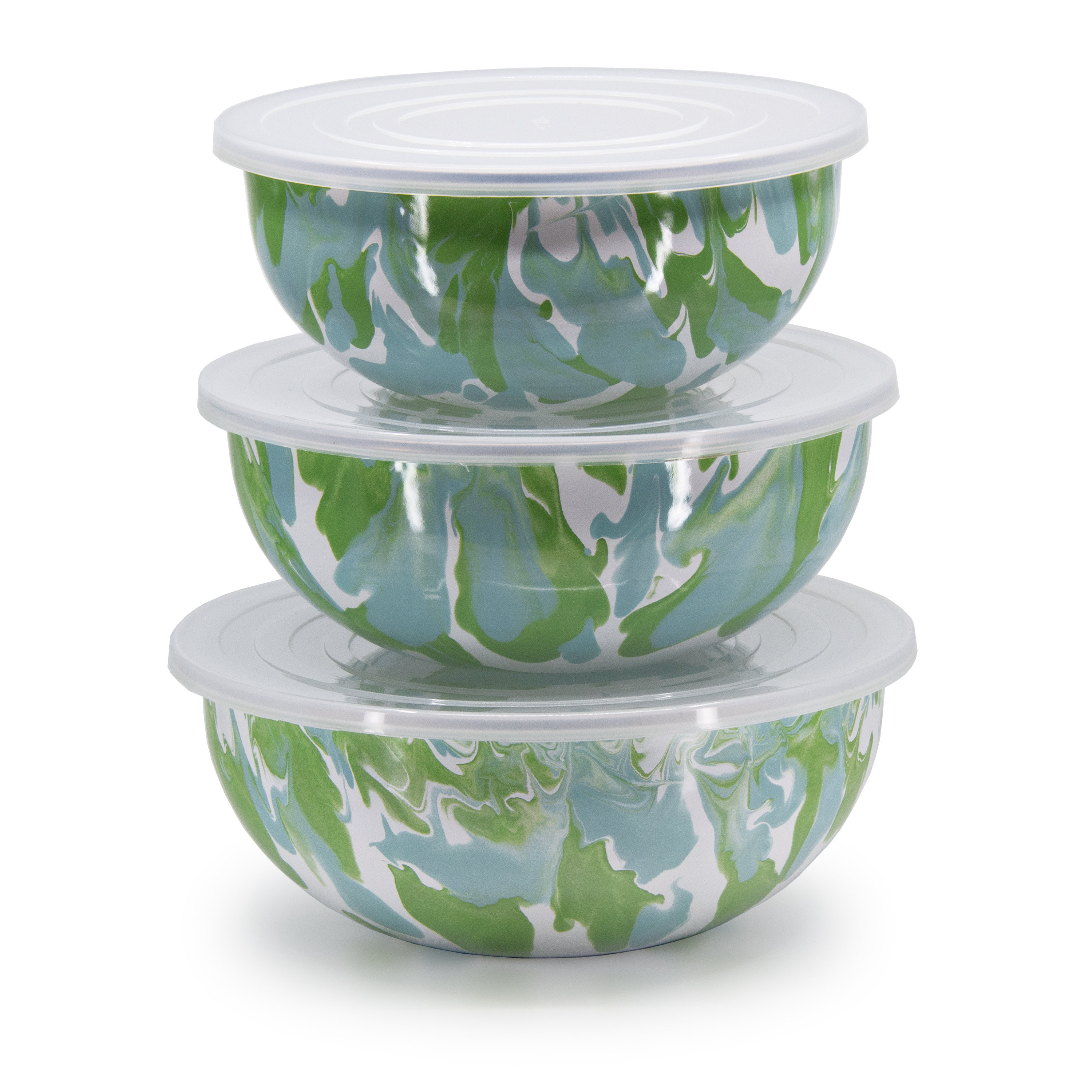 MacKenzie-Childs  Green Flower Market Mixing Bowls, Set of 3