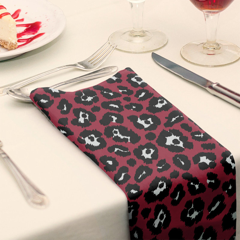 Polyester Animal Print Square Napkin, 10" x 10", Red/White/Black