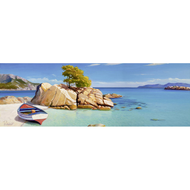 Italian Seascape 1 Piece Wrapped Canvas Painting, 40cm H x 120cm W x 4cm D