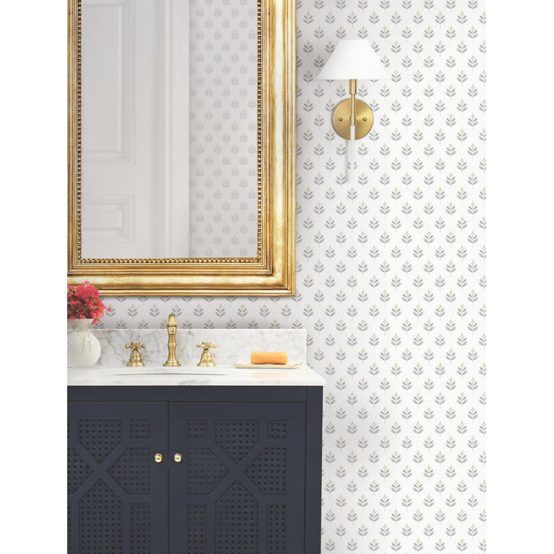 Papier peint floral Serene Villa, Gris