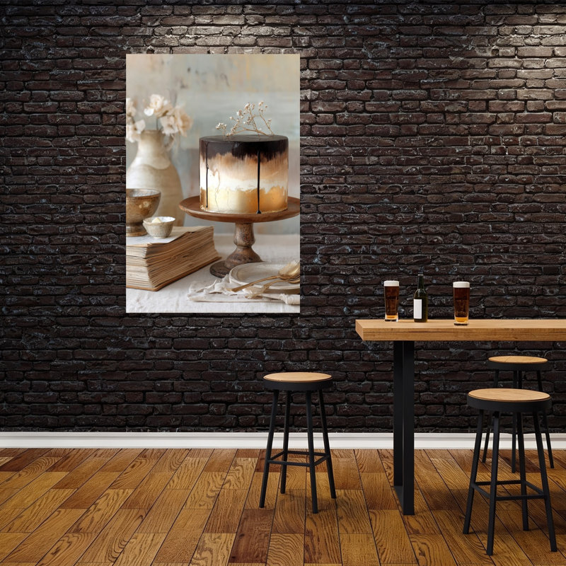 Art mural délicat, gâteau au chocolat, fleur rustique élégante, H 60 po x l 40 po