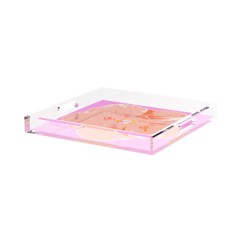 Decorative Tray, 15"W x 15"D x 2"H, Orchid