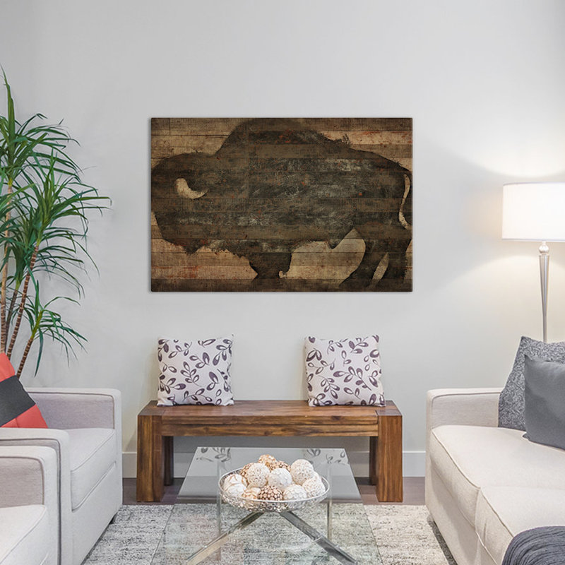 « buffalo i », reproduction d’art sur toile tendue, H 26 po x l 40 po x P 1,5 po