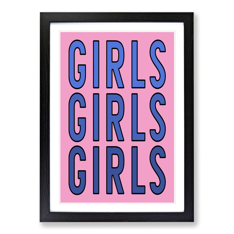 Girls - Picture Frame Typography, 36cm H x 27cm W x 2cm D, Black Framed