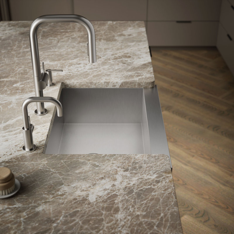 Vault Under-Mount Single-Bowl Kitchen Sink, Stainless Steel with Shortened Apron-Front for 30" Cabinet