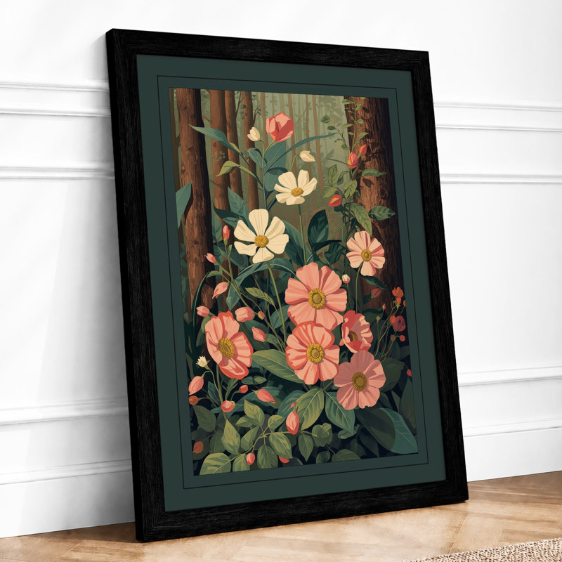 Wildflower Meadow Botanical - Framed Print, A4 - 29.7 x 21.0 cm, Black