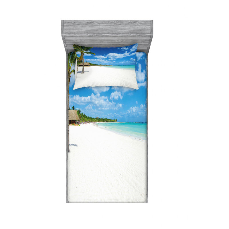Ensemble de draps Tropical Exotic Seashore, Ensemble de draps pour lit simple avec drap-housse