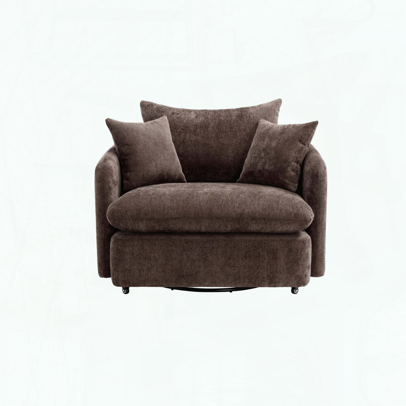 Chaise surdimensionnée en chenille pivotante à 360 ° - 3 coussins - brun, Brun