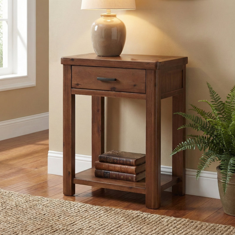Oruada Farah 65Cm Solid Wood Console Table, Dark Brown