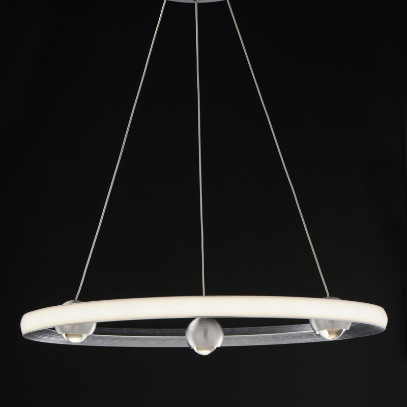 Luminaire suspendu 1 lumière, Aluminium brossé, H 2,75 po x l 24 po x P 24 po