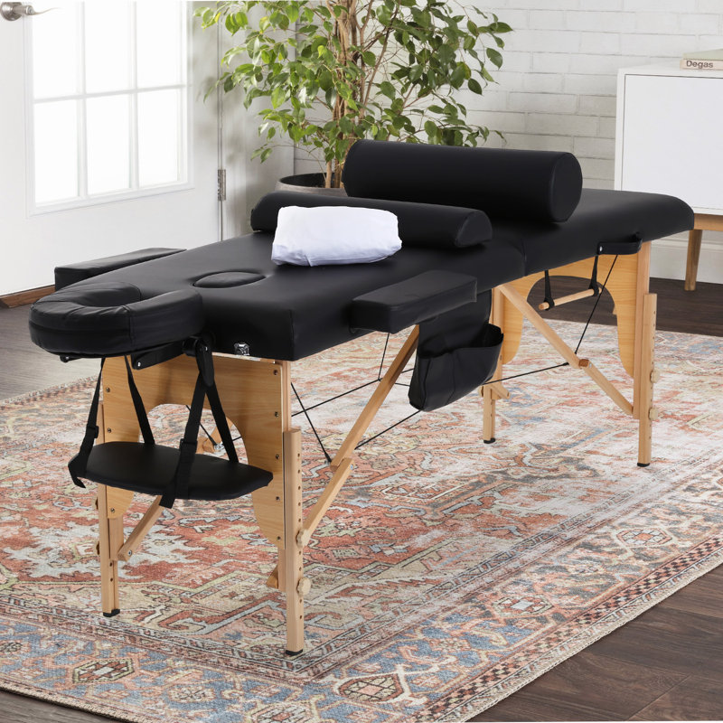 Massage Table 24 Inch Wide Lash Bed 2 Folding Portable Massage Bed Height Adjustable Spa Table With Towel Hanger Oil Pouch Half Bolster Round Bolster Non-Woven Bag, 
