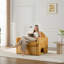Fauteuil d'appoint surdimensionné en chenille de style moderne avec méridienne simple pour salon, chambre à coucher-1256982811