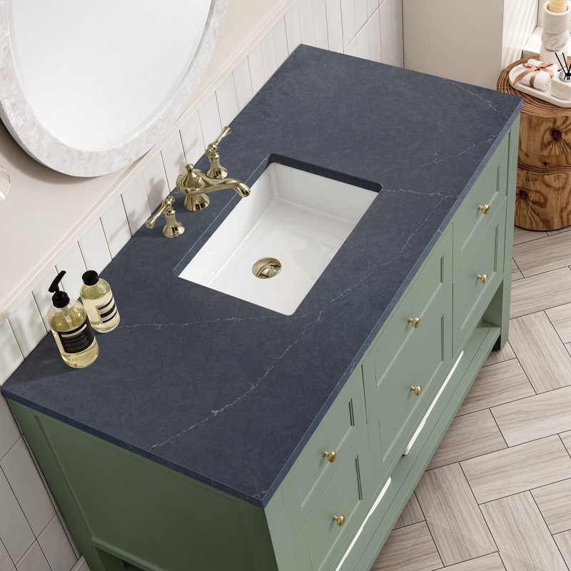 Breckenridge 48'' W Single Vanity, Charcoal Soapstone, Smokey Celadon, 8" Widespread