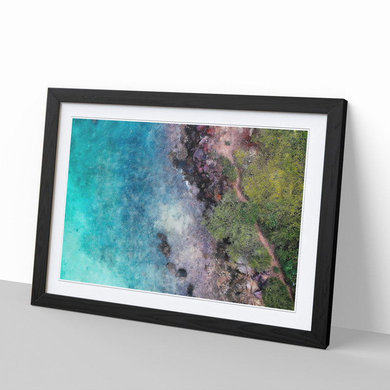 Ko Lan in Thailand - Picture Frame Painting, 48cm H x 65cm W x 2cm D, Black Framed