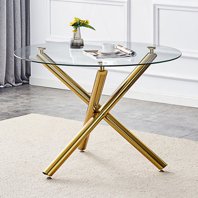 Table ronde en verre de 42 pouces